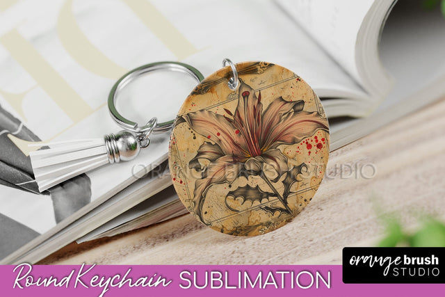 Vintage Halloween Keychain Sublimation, Spooky Keychain PNG Sublimation OrangeBrushStudio 