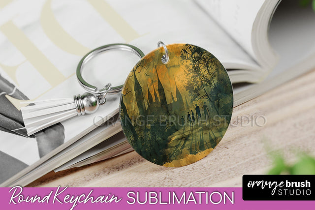 Vintage Halloween Keychain Sublimation, Spooky Keychain PNG Sublimation OrangeBrushStudio 