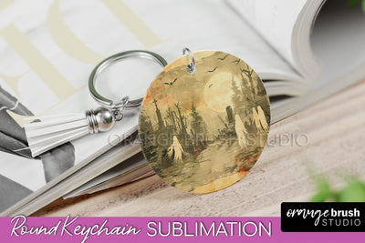 Vintage Halloween Keychain Sublimation, Spooky Keychain PNG Sublimation OrangeBrushStudio 