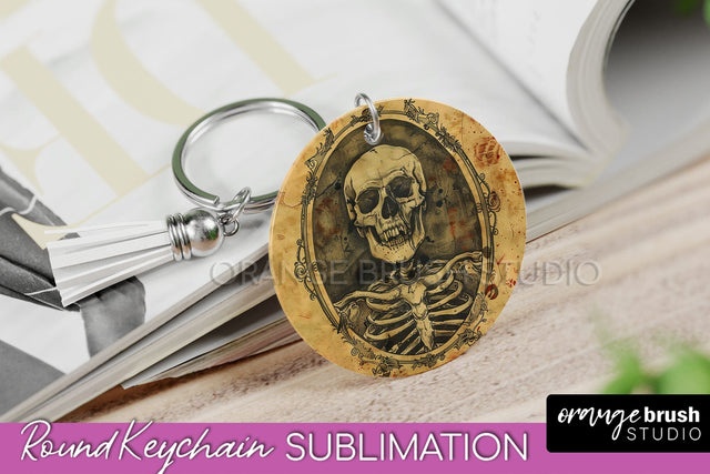 Vintage Halloween Keychain Sublimation, Spooky Keychain PNG Sublimation OrangeBrushStudio 