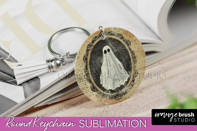 Vintage Halloween Keychain Sublimation, Spooky Keychain PNG Sublimation OrangeBrushStudio 
