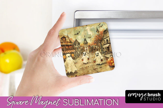 Vintage Halloween Magnet Sublimation Spooky Halloween Magnet Sublimation OrangeBrushStudio 