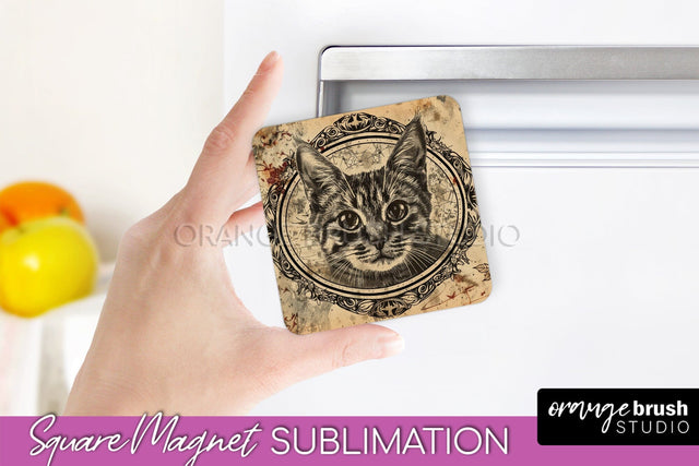 Vintage Halloween Magnet Sublimation Spooky Halloween Magnet Sublimation OrangeBrushStudio 