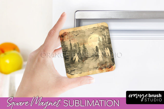 Vintage Halloween Magnet Sublimation Spooky Halloween Magnet Sublimation OrangeBrushStudio 
