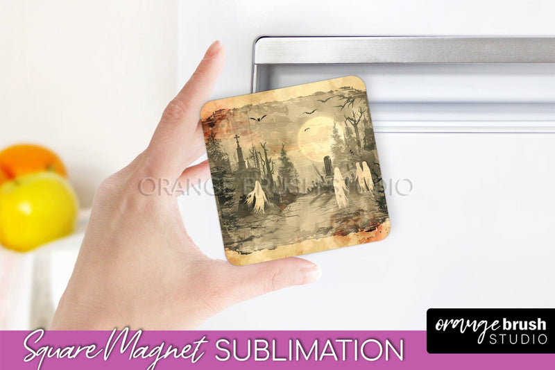 Vintage Halloween Magnet Sublimation Spooky Halloween Magnet Sublimation OrangeBrushStudio 