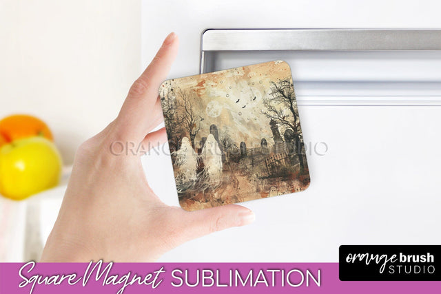 Vintage Halloween Magnet Sublimation Spooky Halloween Magnet Sublimation OrangeBrushStudio 