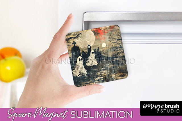 Vintage Halloween Magnet Sublimation Spooky Halloween Magnet Sublimation OrangeBrushStudio 