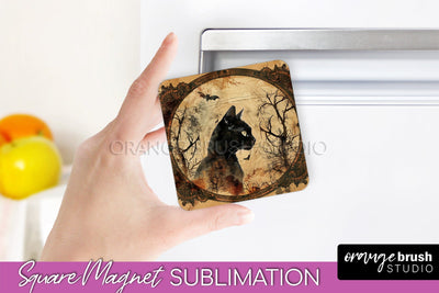 Vintage Halloween Magnet Sublimation Spooky Halloween Magnet Sublimation OrangeBrushStudio 