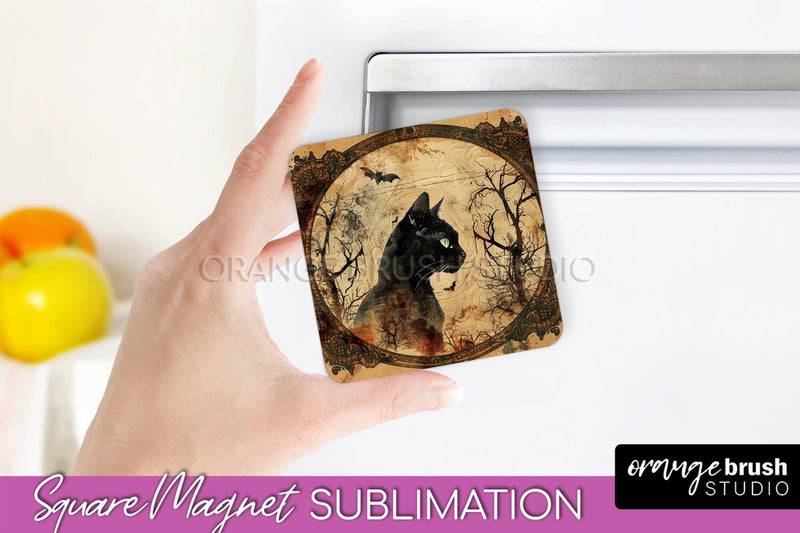 Vintage Halloween Magnet Sublimation Spooky Halloween Magnet Sublimation OrangeBrushStudio 