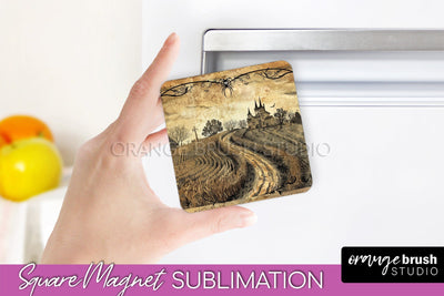 Vintage Halloween Magnet Sublimation Spooky Halloween Magnet Sublimation OrangeBrushStudio 