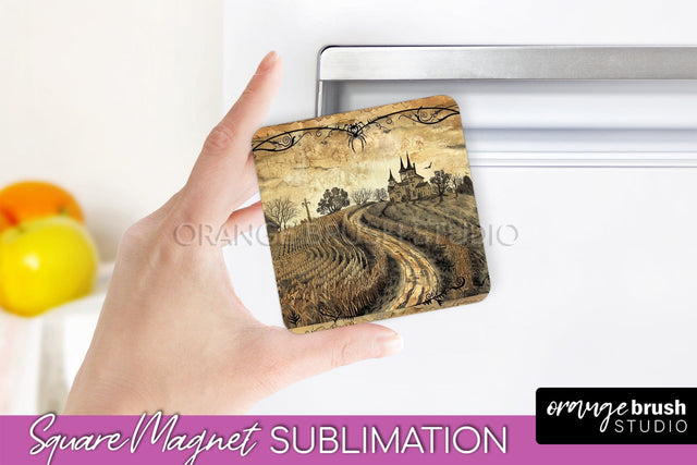 Vintage Halloween Magnet Sublimation Spooky Halloween Magnet Sublimation OrangeBrushStudio 