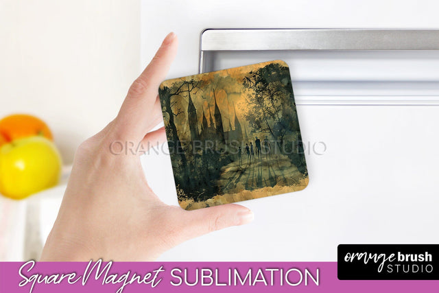 Vintage Halloween Magnet Sublimation Spooky Halloween Magnet Sublimation OrangeBrushStudio 