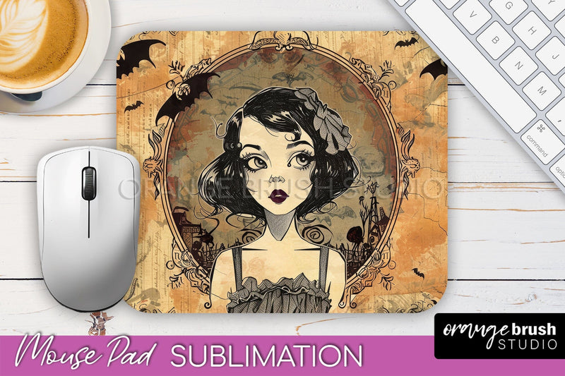 Vintage Halloween Mouse Pad Sublimation - Spooky Halloween Sublimation OrangeBrushStudio 