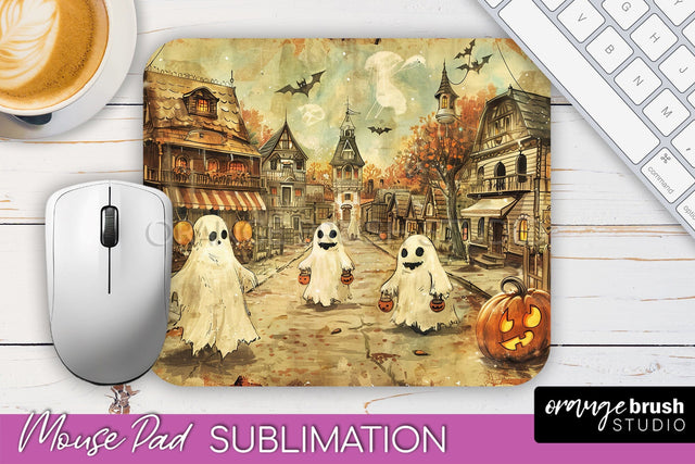 Vintage Halloween Mouse Pad Sublimation - Spooky Halloween Sublimation OrangeBrushStudio 