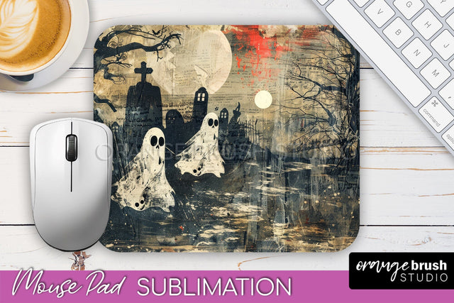 Vintage Halloween Mouse Pad Sublimation - Spooky Halloween Sublimation OrangeBrushStudio 