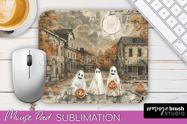 Vintage Halloween Mouse Pad Sublimation - Spooky Halloween Sublimation OrangeBrushStudio 