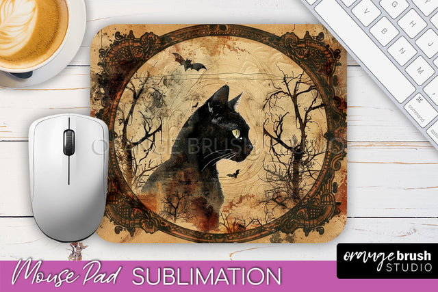 Vintage Halloween Mouse Pad Sublimation - Spooky Halloween Sublimation OrangeBrushStudio 