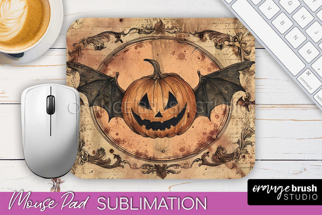 Vintage Halloween Mouse Pad Sublimation - Spooky Halloween Sublimation OrangeBrushStudio 