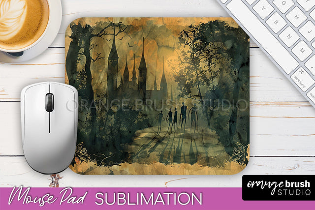 Vintage Halloween Mouse Pad Sublimation - Spooky Halloween Sublimation OrangeBrushStudio 