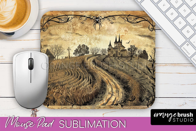 Vintage Halloween Mouse Pad Sublimation - Spooky Halloween Sublimation OrangeBrushStudio 