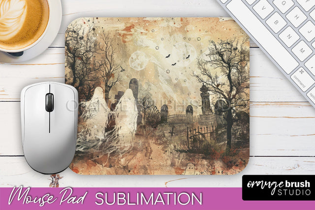 Vintage Halloween Mouse Pad Sublimation - Spooky Halloween Sublimation OrangeBrushStudio 