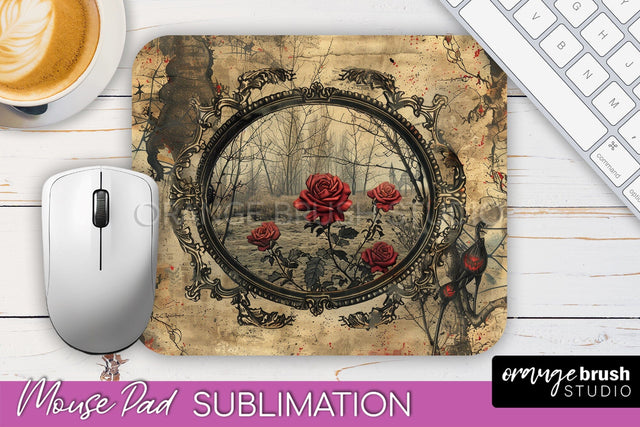 Vintage Halloween Mouse Pad Sublimation - Spooky Halloween Sublimation OrangeBrushStudio 