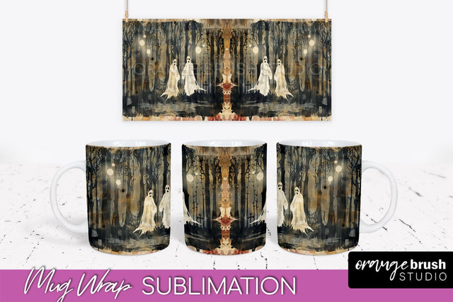 Vintage Halloween Mug Wrap - Spooky Mug Sublimation Sublimation OrangeBrushStudio 