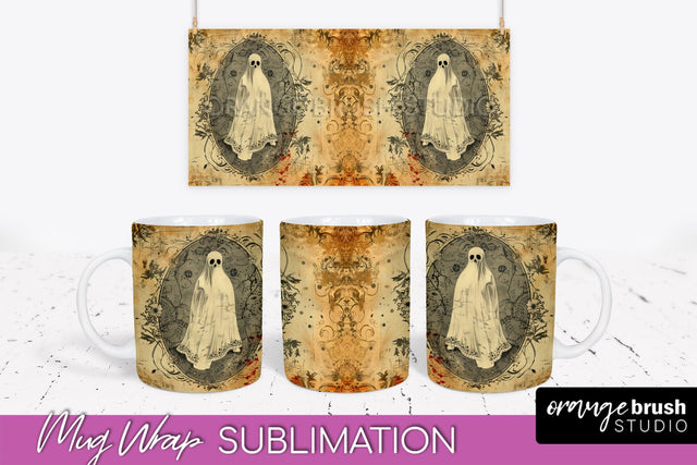 Vintage Halloween Mug Wrap - Spooky Mug Sublimation Sublimation OrangeBrushStudio 