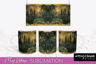 Vintage Halloween Mug Wrap - Spooky Mug Sublimation Sublimation OrangeBrushStudio 