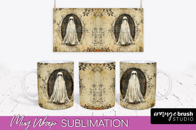 Vintage Halloween Mug Wrap - Spooky Mug Sublimation Sublimation OrangeBrushStudio 