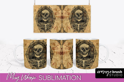 Vintage Halloween Mug Wrap - Spooky Mug Sublimation Sublimation OrangeBrushStudio 