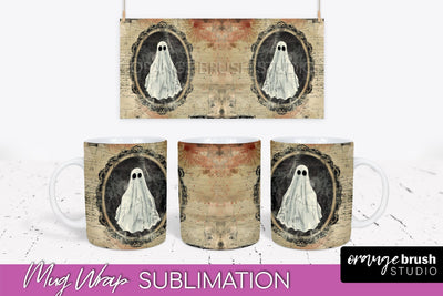 Vintage Halloween Mug Wrap - Spooky Mug Sublimation Sublimation OrangeBrushStudio 