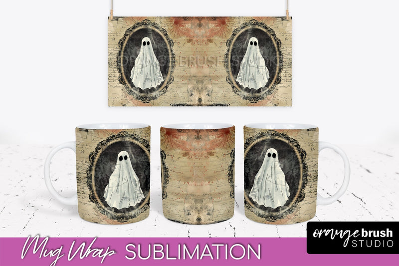 Vintage Halloween Mug Wrap - Spooky Mug Sublimation Sublimation OrangeBrushStudio 