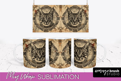Vintage Halloween Mug Wrap - Spooky Mug Sublimation Sublimation OrangeBrushStudio 