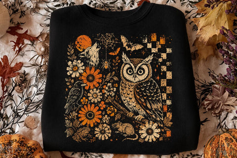 Vintage Halloween Owl PNG Design SVG DesignDestine 