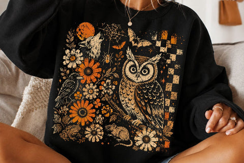 Vintage Halloween Owl PNG Design SVG DesignDestine 