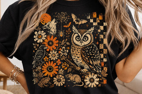 Vintage Halloween Owl PNG Design SVG DesignDestine 