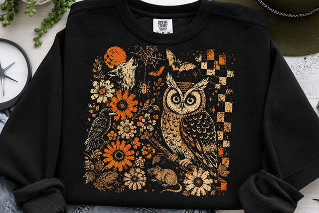 Vintage Halloween Owl PNG Design SVG DesignDestine 