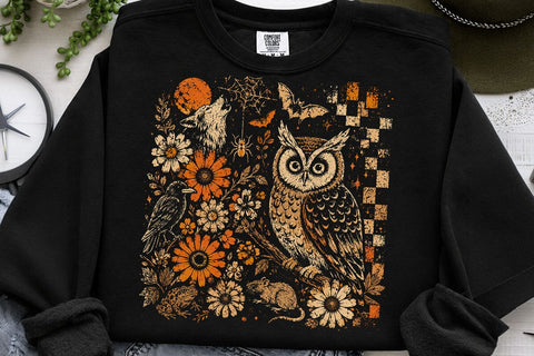 Vintage Halloween Owl PNG Design SVG DesignDestine 