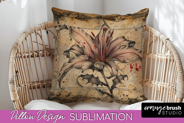Vintage Halloween Pillow Sublimation, Spooky Pillow Cover Sublimation OrangeBrushStudio 