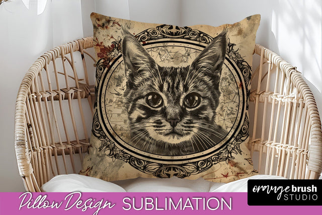 Vintage Halloween Pillow Sublimation, Spooky Pillow Cover Sublimation OrangeBrushStudio 