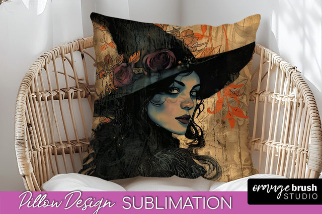 Vintage Halloween Pillow Sublimation, Spooky Pillow Cover Sublimation OrangeBrushStudio 