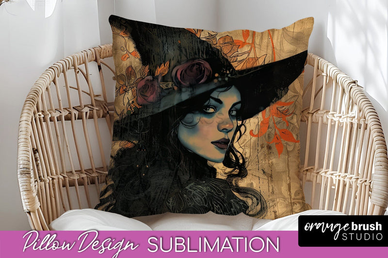 Vintage Halloween Pillow Sublimation, Spooky Pillow Cover Sublimation OrangeBrushStudio 