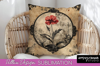 Vintage Halloween Pillow Sublimation, Spooky Pillow Cover Sublimation OrangeBrushStudio 
