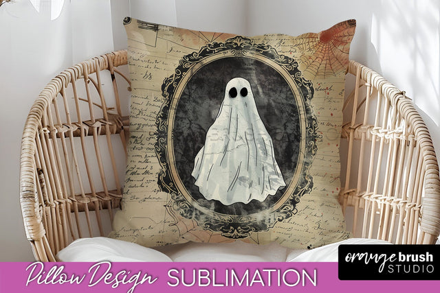 Vintage Halloween Pillow Sublimation, Spooky Pillow Cover Sublimation OrangeBrushStudio 