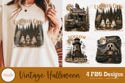Vintage Halloween PNG Sublimation Design | Retro Spooky PNG Sublimation Petunia Digital Design 