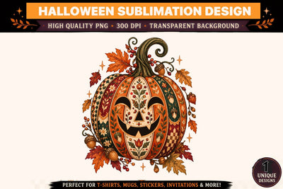 Vintage Halloween Pumpkin PNG, Ornamental Jack O Lantern Sublimation Design, Fall Harvest Pumpkin Clipart, Rustic Autumn T Shirt Graphic Sublimation BlackCatsMedia 