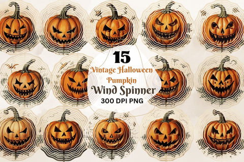 Vintage Halloween Pumpkin Wind Spinner Sublimation Regulrcrative 