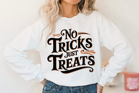 Vintage Halloween Quote Sublimation, No tricks just treats Halloween T-shirt SVG FiveStarCrafting 