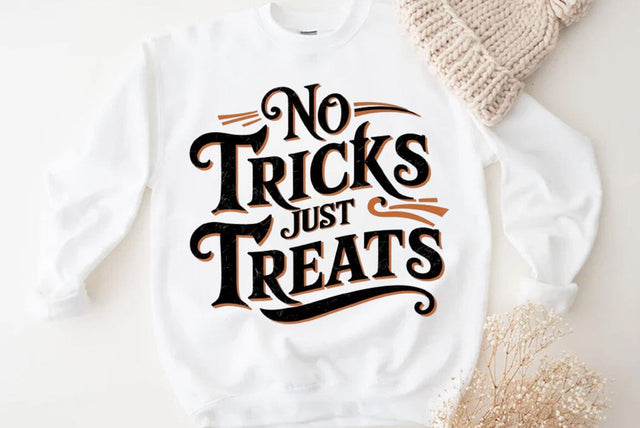 Vintage Halloween Quote Sublimation, No tricks just treats Halloween T-shirt SVG FiveStarCrafting 